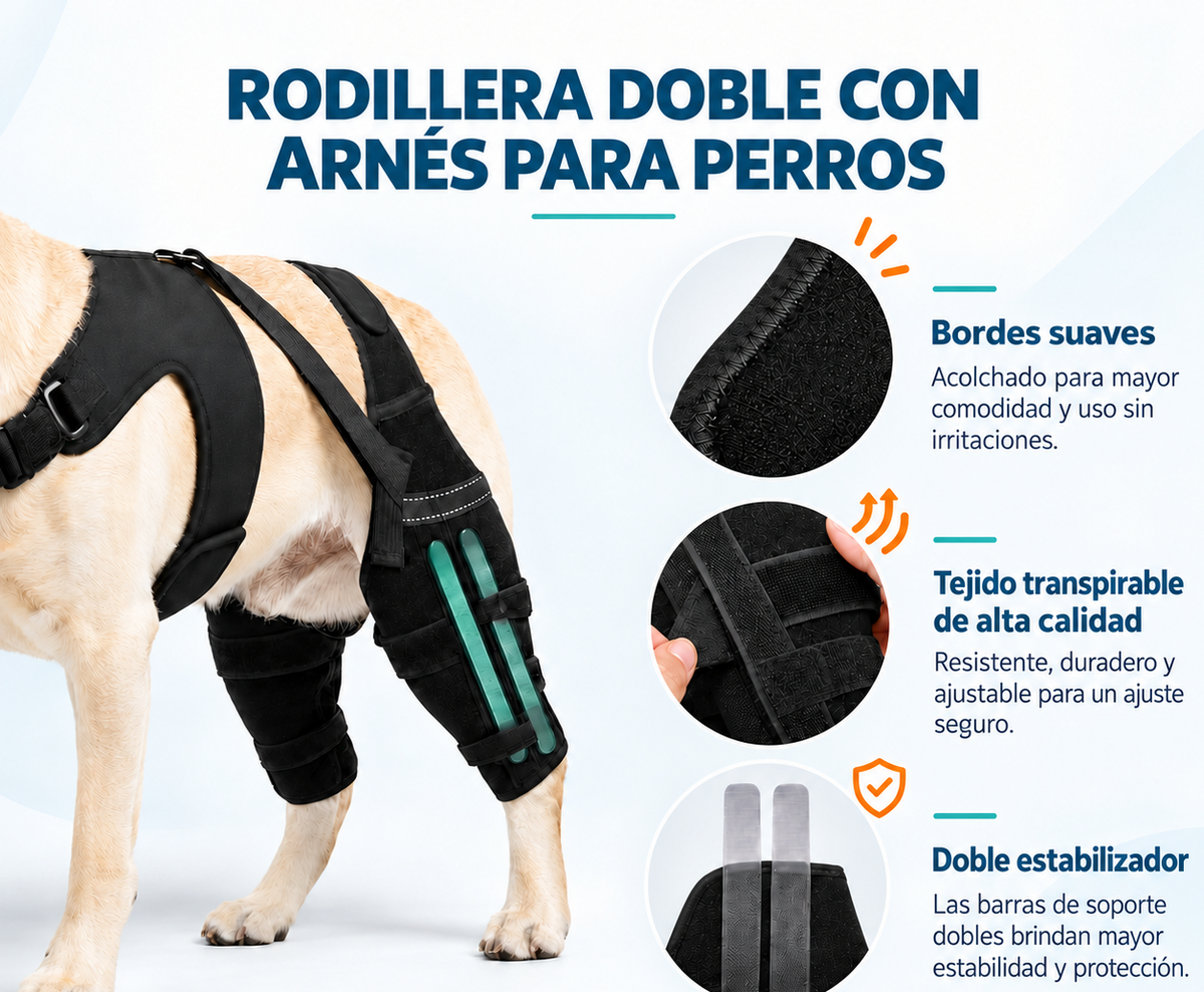 Rodillera Doble con Arnés para Perros